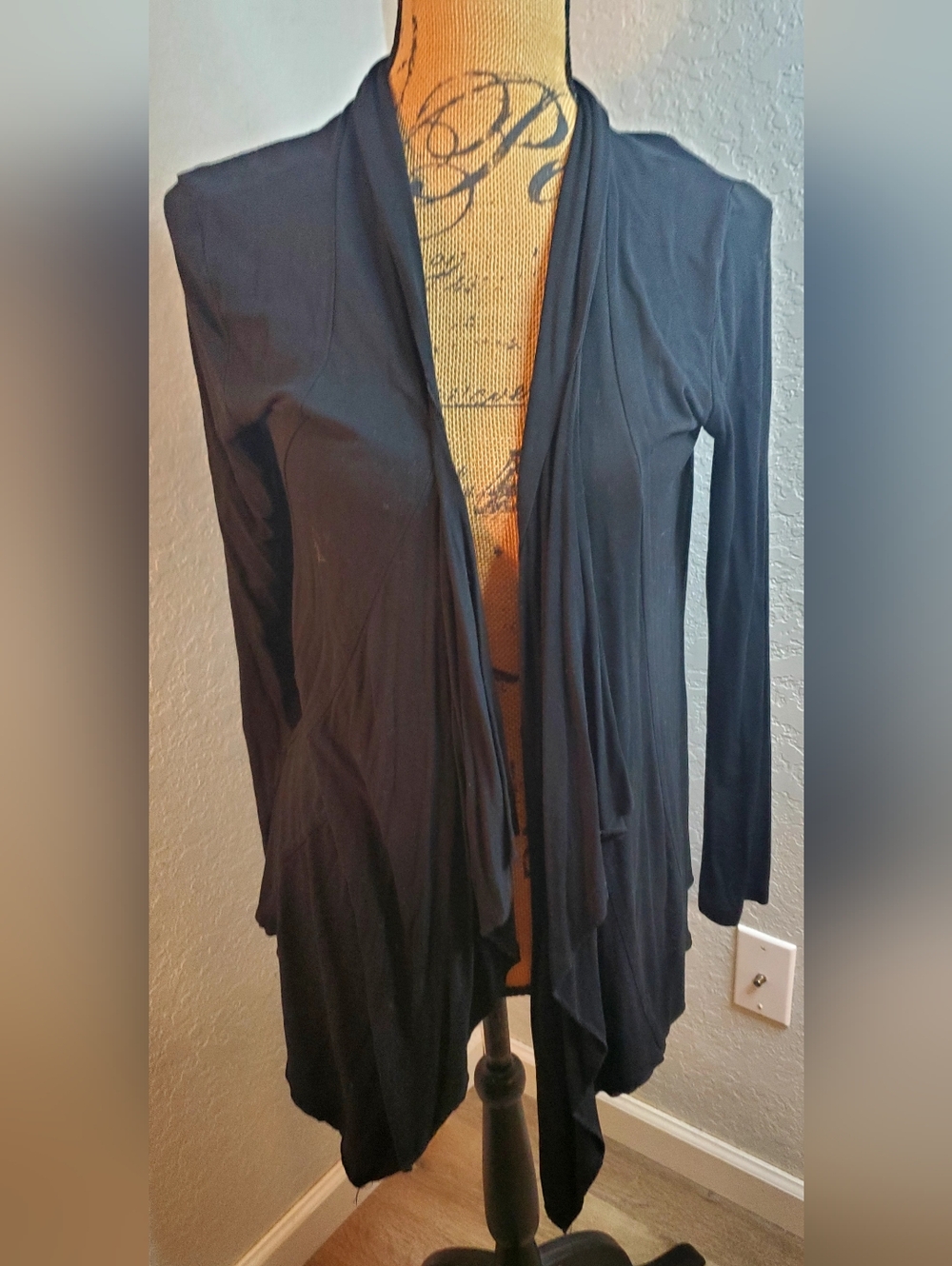 Classic Black Long-Sleeve Draped Tee
